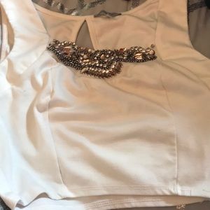 White jewl crop top